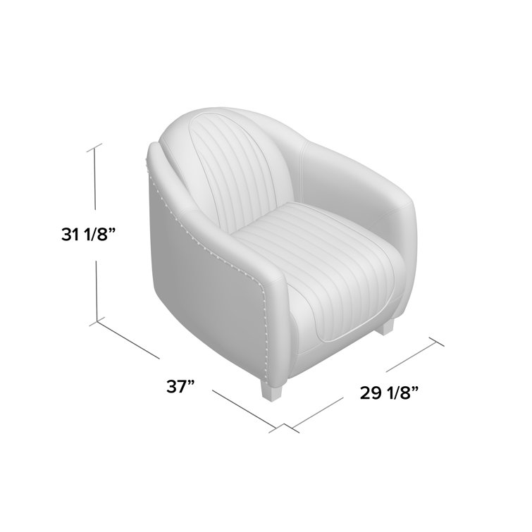 White leather best sale barrel chair